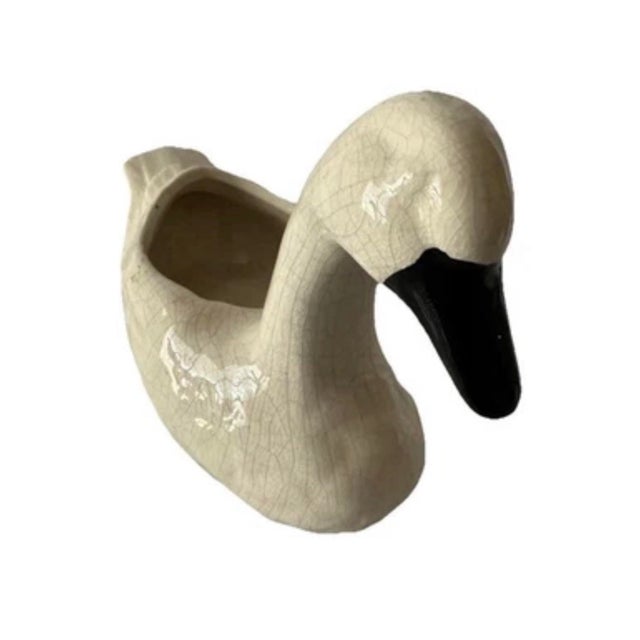 Vintage Mid 20th Century White Swan Ceramic Planter For Sale - Image 4 of 10