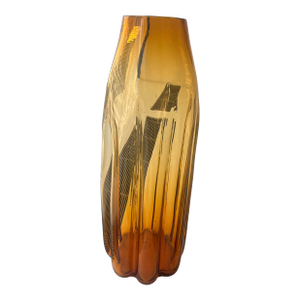 1980s Hand-Blown Amber Glass Vase