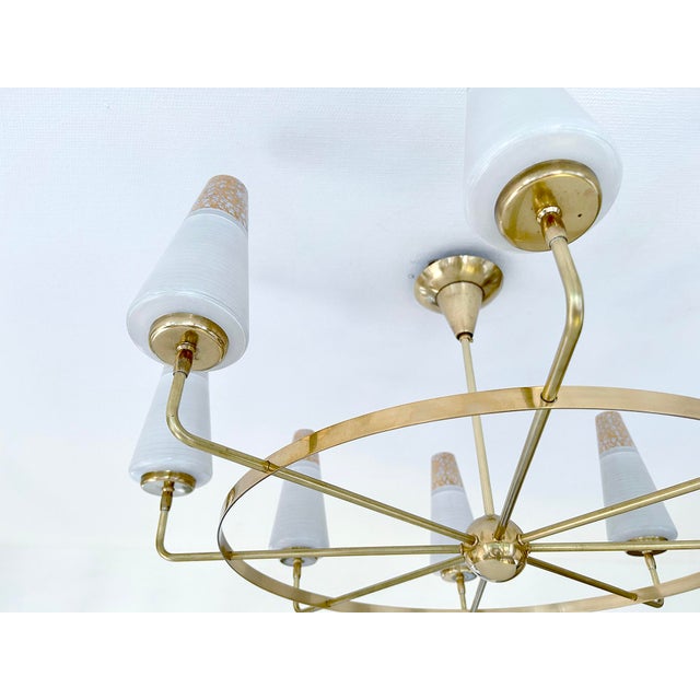 Vintage Italian Glass and Brass Chandelier, 1950s For Sale - Image 11 of 17