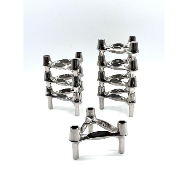 Modular Candleholders in Chrome-Plated Metal, Germany, 1960s, Set of 8 For Sale - Image 14 of 14