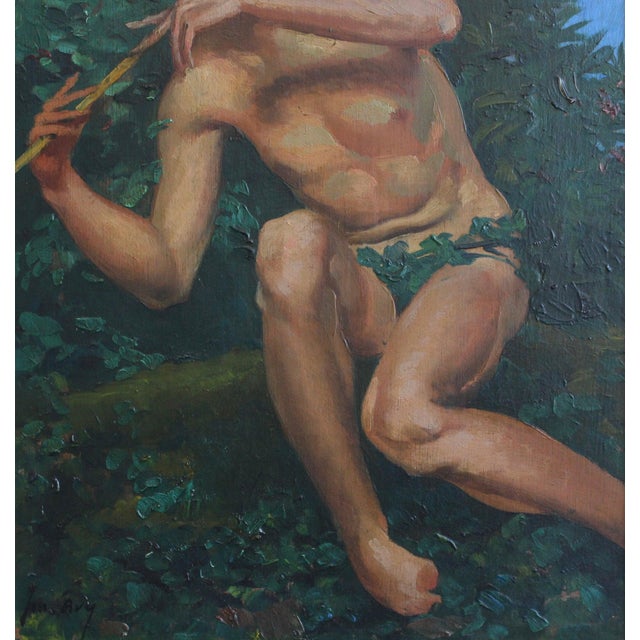 Joseph-Marius Avy, The Young Shepherd with Pan Pipe, 1920s, Oil on Panel, Framed For Sale - Image 14 of 16