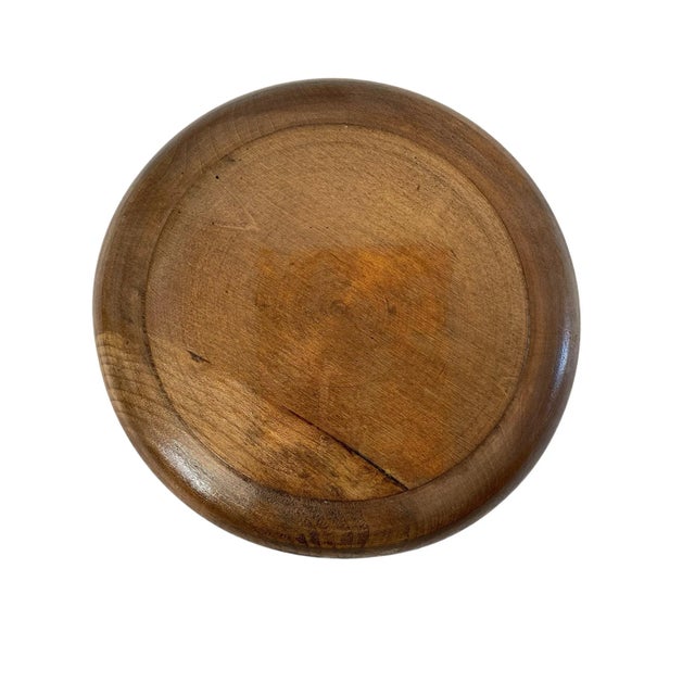 Rustic European European Carved Turned Wood Bowl Decorative Floral. “Bread and Salt” For Sale - Image 3 of 4