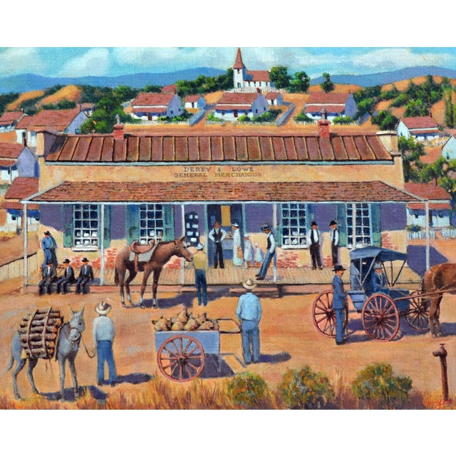 "Englishtown New Almaden, 1890 by Milton K. Lanyon (American, 20th Century). Presented in a wooden frame. Signed "Lanyon"...