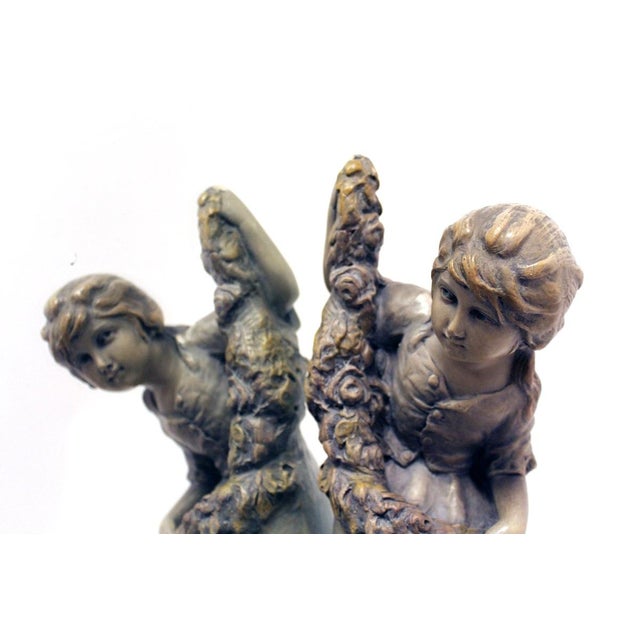 Antique Mirror with Figurines from Goldscheider, 1890s For Sale - Image 5 of 17