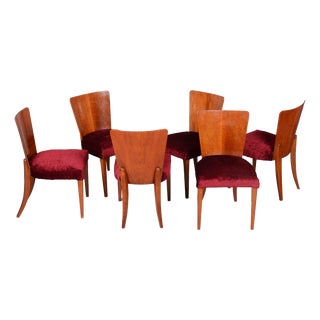 Vintage Art Deco Chairs in Walnut by J. Halabala for Up Závody, 1940s, Set of 6 For Sale