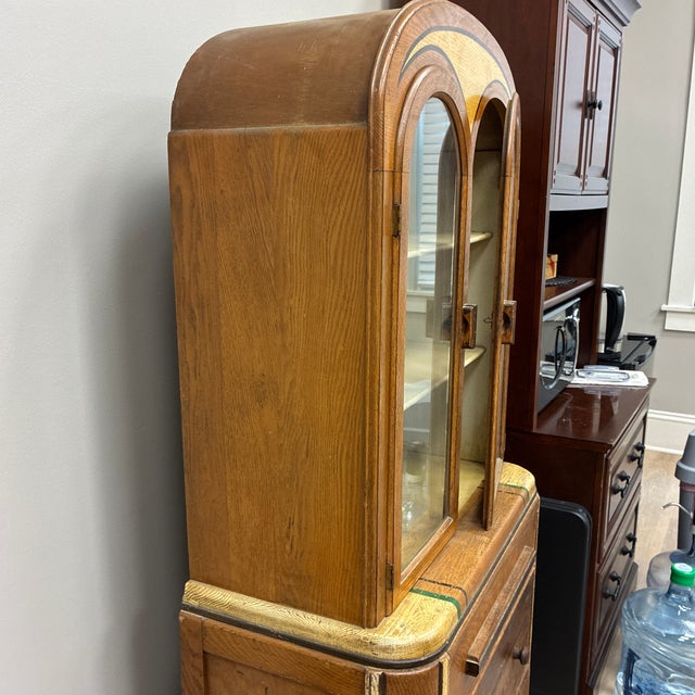 Wood 1930s Bennett Art Deco Kitchen Cabinet Needs Restoration For Sale - Image 7 of 11
