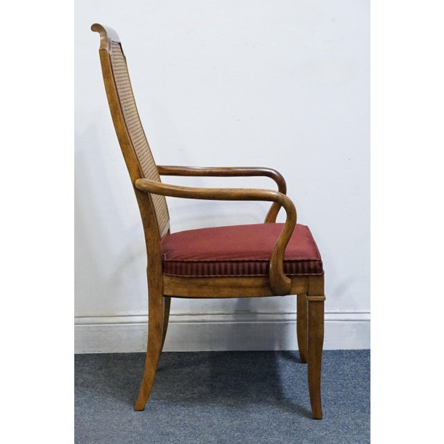 Late 20th Century Drexel Heritage Solid Pecan Italian Style Cane Back Dining Arm Chair For Sale - Image 5 of 10