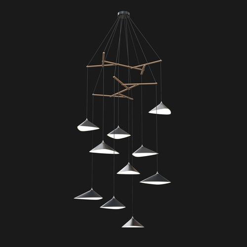 Emily V10 Vertical Chandelier in Steel with Dark Bronze Finish by Moss Objects For Sale - Image 6 of 10