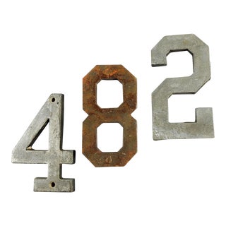 Vintage 4, 8 & 2 Metal Numbers - Set of 3 For Sale