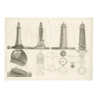 Lighthouse Architecture and Engineering Engravings, 1800, Paper, Set of 3 For Sale