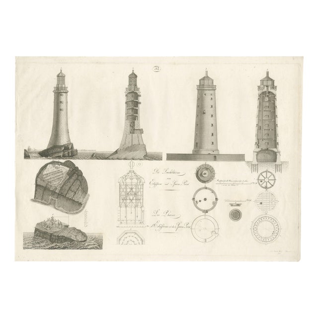 Lighthouse Architecture and Engineering Engravings, 1800, Paper, Set of 3 For Sale