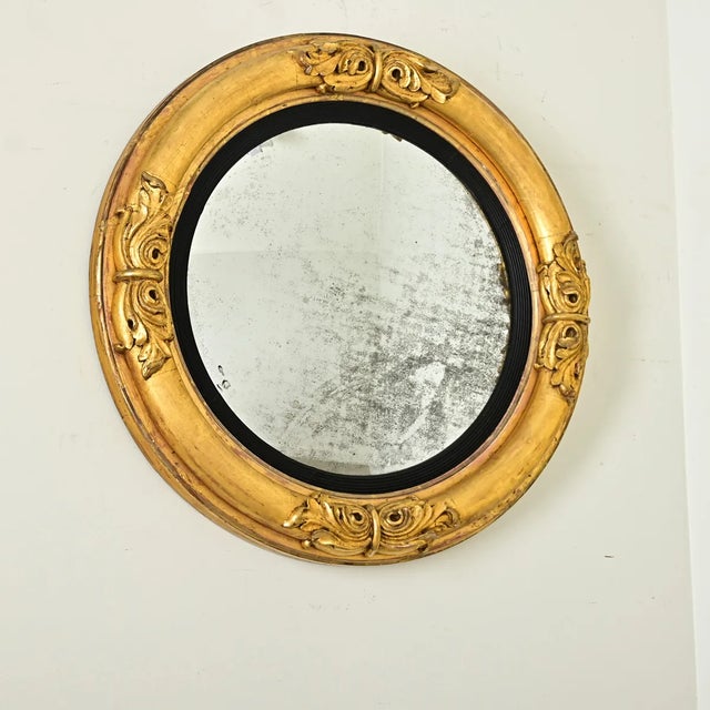 English 19th Century Giltwood Convex Mirror For Sale - Image 9 of 11