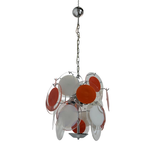 Six-Light Chandelier with Murano Glass Discs, 1960 For Sale