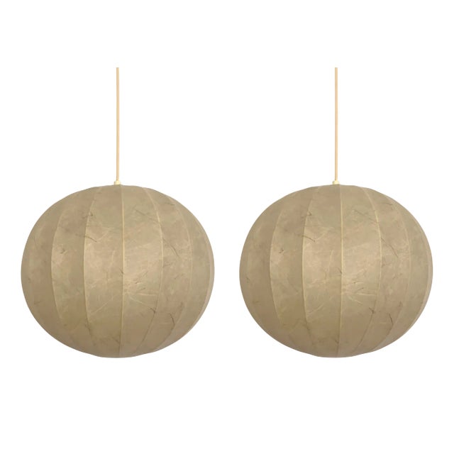 Mid-Century Modern German Cocoon Pendant from Goldkant Leuchten, 1960s, Set of 2 For Sale