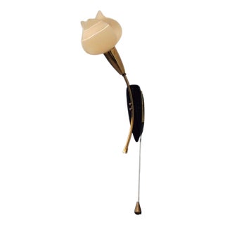 Scandinavian Modern, Tulip Wall Sconce, Brass, Plastic, Sweden, 1950s For Sale