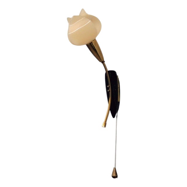 Scandinavian Modern, Tulip Wall Sconce, Brass, Plastic, Sweden, 1950s For Sale
