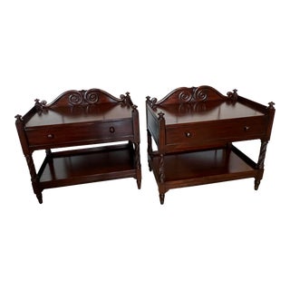 English Style Ralph Lauren Mahogany Nightstands - a Pair For Sale