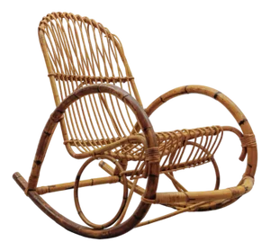 Mid-Century Modern Rattan and Bamboo Rocking Chair, 1960s