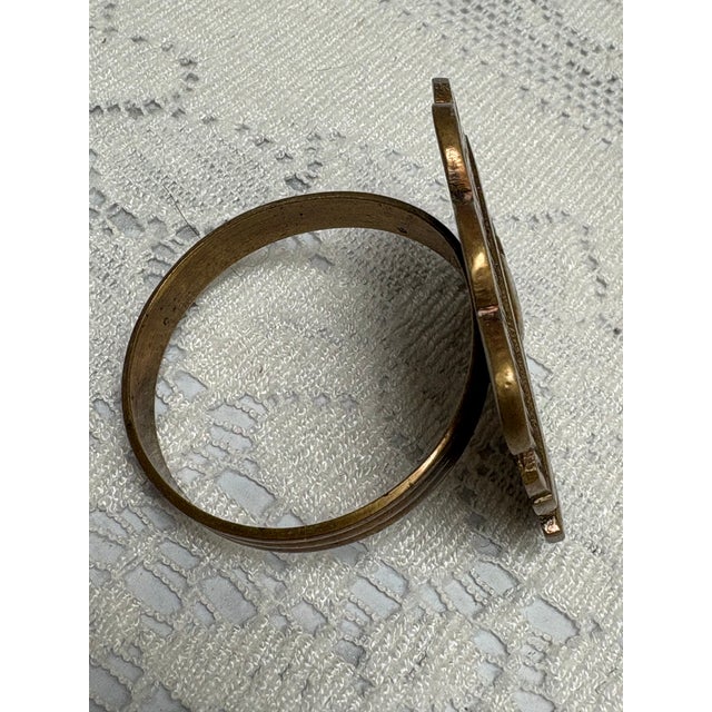 Brass Vintage Whimsical Brass Apple Barrel Napkin Rings, Set of Eight For Sale - Image 8 of 9