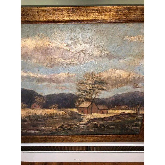 1930s 1930s Signed Alice LeFevre Oil on Board of Pastoral New England For Sale - Image 5 of 13