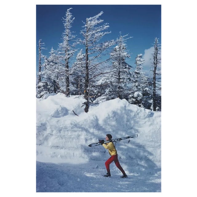 Slim Aarons, A Skier in Vermont, Estate Stamped Photographic Print, 1962 / 2020s For Sale
