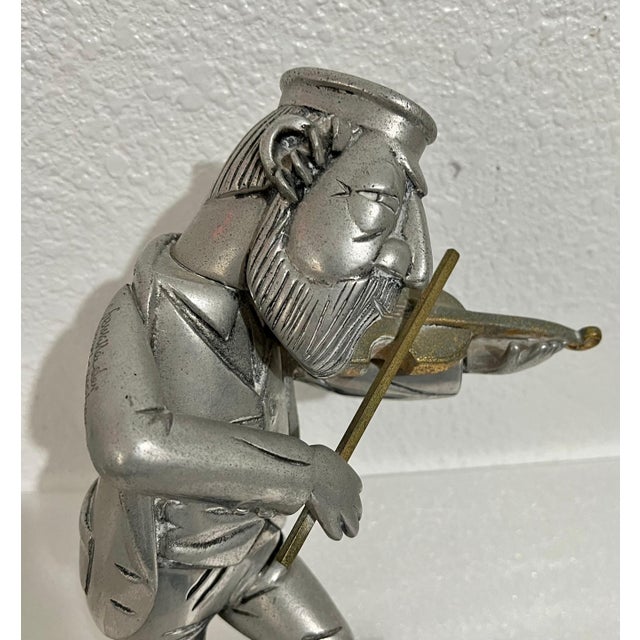 Frank Meisler, Rare Vintage Israeli Judaica Rabbi Klezmer Violinist Sculpture Frank Meisler Art For Sale - Image 11 of 11