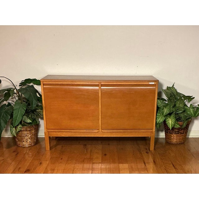 Vintage Swedish AB Kinnarps Kontors Mobler office Furniture Co. 70’s cabinet with tambour doors and 6 pullouts. Frame is...