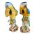 Pair of Large 1980s Italian Hand Painted Porcelain Macaw Parrot Bird Sculptures For Sale