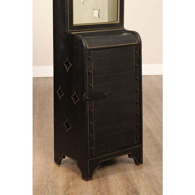 Late 20th Century Shop Of The Crafters Oak Ebonized Grandfather Clock For Sale - Image 9 of 12