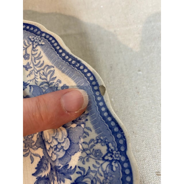 Mid 19th Century Blue & White English Staffordshire Transferware Plates- Set of 5 For Sale - Image 9 of 13