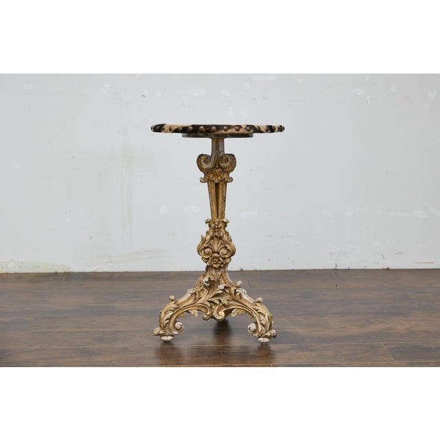 19th Century Italian Baroque Revival 19th-Century Carved Gilt Table with Zebra Hide Top For Sale - Image 5 of 12