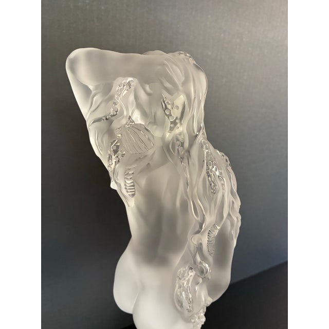 This Is a Lalique "Oceanide" Crystal Sculpture, Featuring a Nude Figure Rendered in Both Clear and Frosted Glass. also...