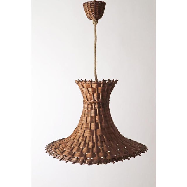 Wood Modern Mid-Century Tulip Lamp in Woven Wood and Willow from Peill & Putzler, 1960s For Sale - Image 7 of 18