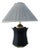 70's Brass and Black Ceramic Decorator Accent Lamp For Sale