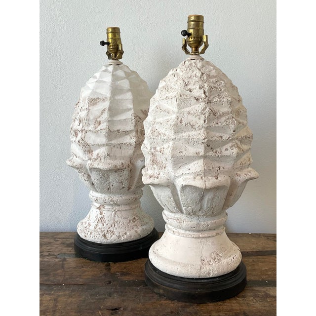 Postmodern Vintage Plaster Artichoke Lamps - A Pair For Sale - Image 3 of 12