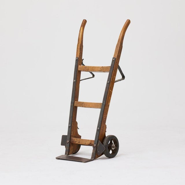 Industrial Vintage Industrial Wood and Iron Hand Truck, 1930s For Sale - Image 3 of 14