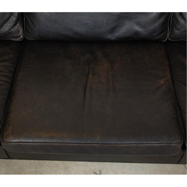 Vintage 2213 3-Seater Sofa in Patinated Black Leather by Børge Mogensen for Fredericia For Sale - Image 10 of 18