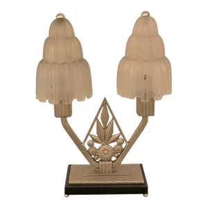 French Art Deco "Waterfall" Table Lamp Signed by Sabino