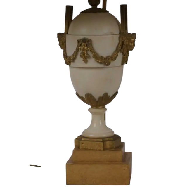 French 19th Century French Gilt-Bronze Mounted White Marble Urns Now Designer Lamps - a Pair For Sale - Image 3 of 4