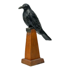 1990 Vintage Folk Art Common Crow Carved Wood Sculpture Signed Griffith