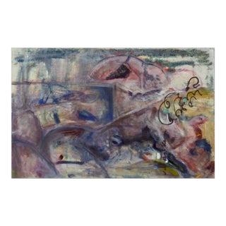 Vintage Double Sided Figurative Abstract -- Cat Sitting on an Arm Chair by Daniel David Fuentes For Sale