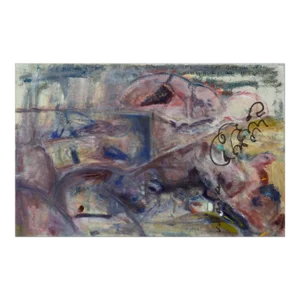 Vintage Double Sided Figurative Abstract -- Cat Sitting on an Arm Chair by Daniel David Fuentes