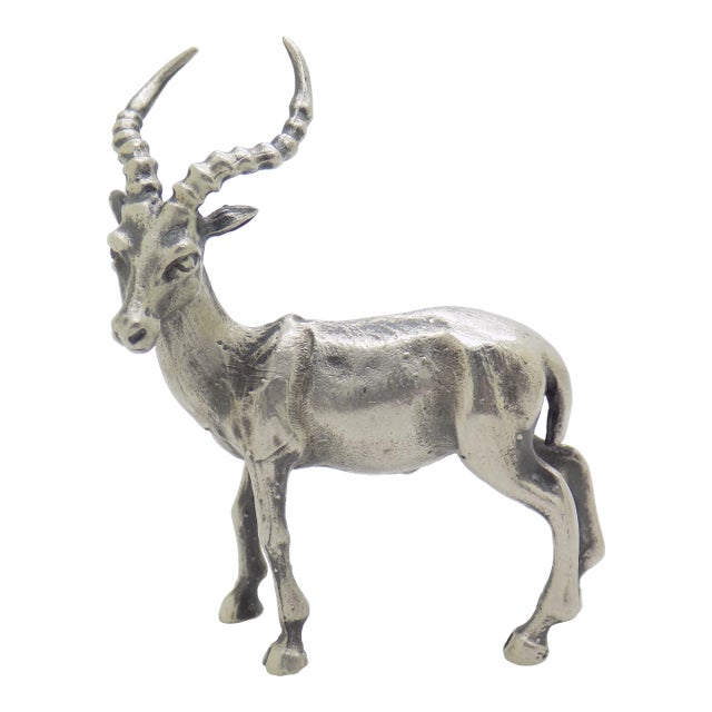 Vintage Italian Handmade Genuine Silver Ibex Animal Figurine Sculpture Miniature For Sale