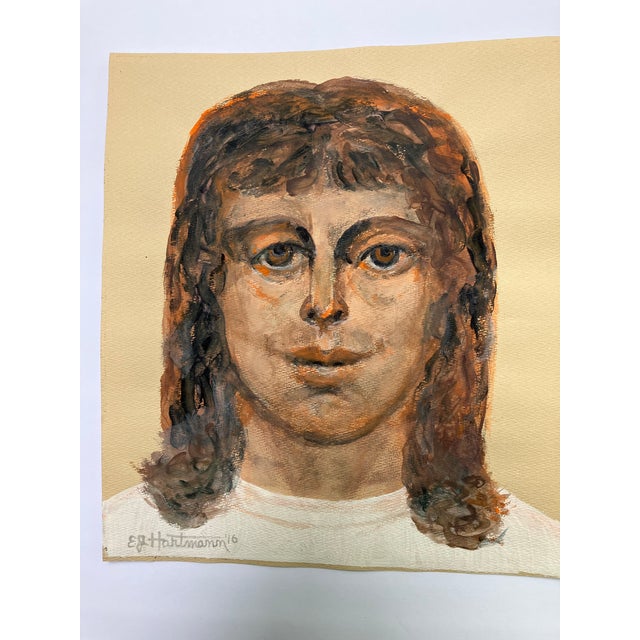 Contemporary Contemporary 2 Original E.J.Hartmann Male Portrait Paintings With & Without Beard Set of 2 For Sale - Image 3 of 4