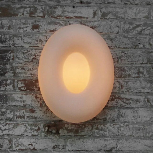 White Vintage German Oval White Opaline Glass Wall Lamps For Sale - Image 8 of 11