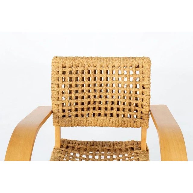 1950s Vintage French Armchair in Rope and Beech by Adrien Audoux & Frida Minet, 1950s For Sale - Image 5 of 10