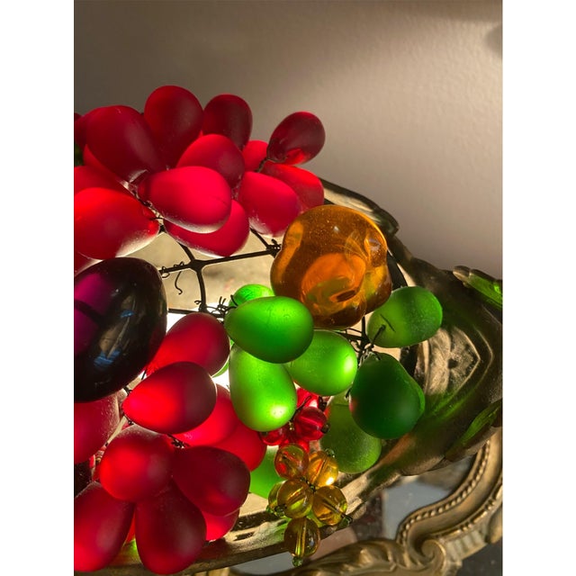 Bronze Antique Czech Gilt Bronze Coupe and Plateua Centerpiece With a Bohemian Glass Fruit Arrangement. For Sale - Image 8 of 13