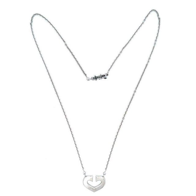 Contemporary Cartier C Hearts 18k White Gold Pendant & Chain Necklace For Sale - Image 3 of 7