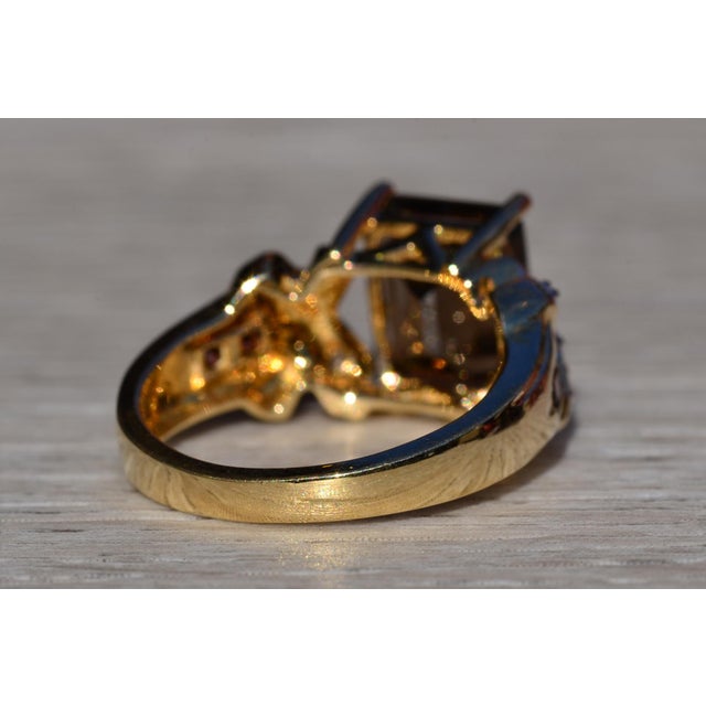 Emerald Cut Smokey Quartz with Diamonds and Garnets For Sale In Philadelphia - Image 6 of 10