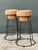 Vintage Cork and Metal Bar Stools - A Pair For Sale - Image 4 of 12
